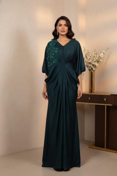Green Embroidered Drape Jumpsuit