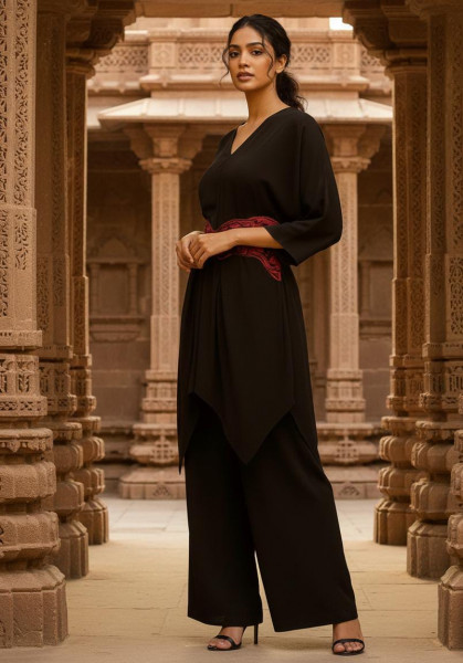 Noir-Scarlet Co-ord Set