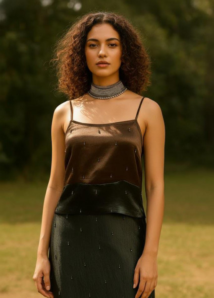 Embellished Satin Camisole Top