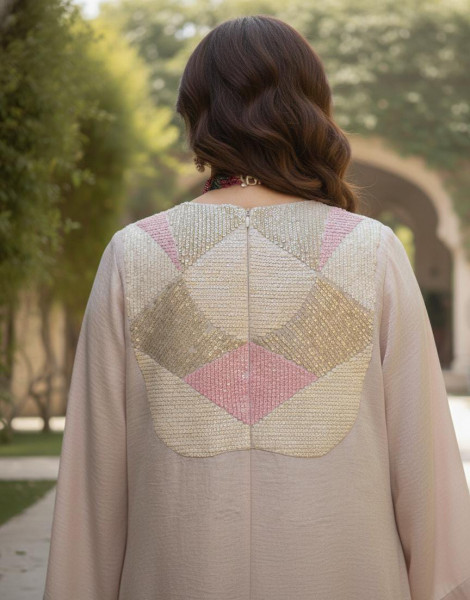 Off White Sequin Gown