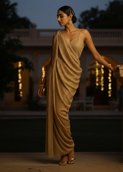 Gold Drapes Metallic Saree