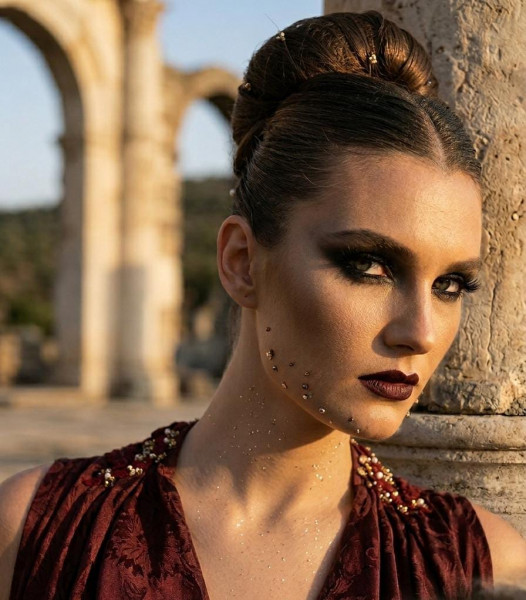 Maroon Draped Cowl Dress