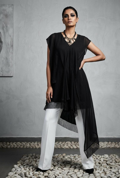 Onyx Asymmetrical Drape Top