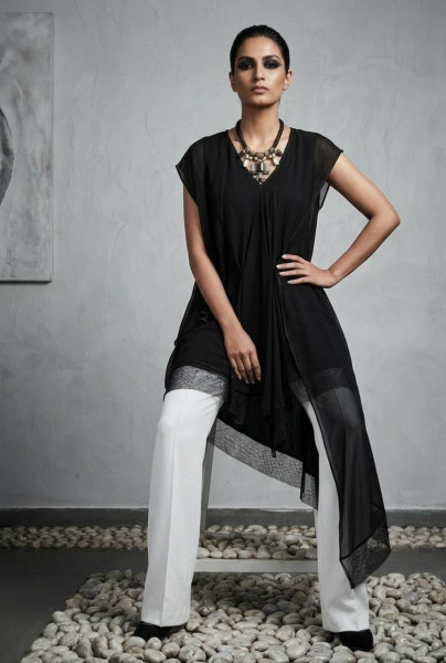 Onyx Asymmetrical Drape Top