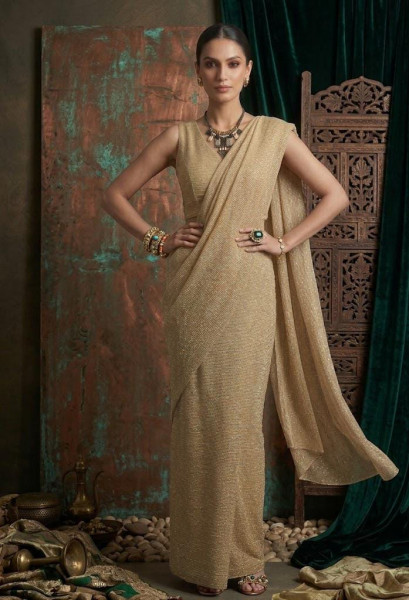 Golden Sequined Saree