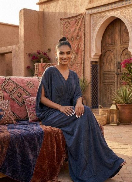 Midnight Blue Draped Jumpsuit