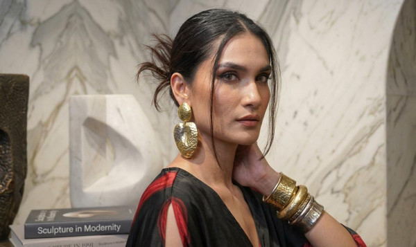 Black-Red Draped Dress