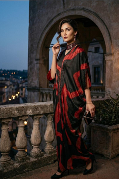 Black-Red Drape Jumpsuit