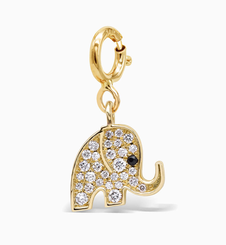 Diamond Elephant Charm Pendant