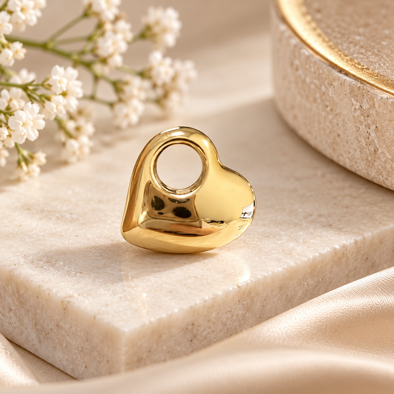 14K Gold Puffy Heart Charm