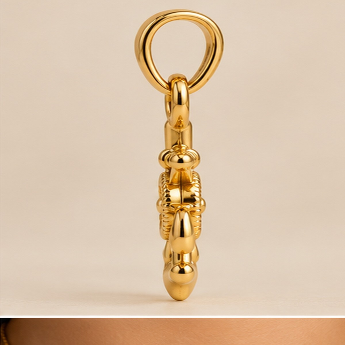 14K Gold Nautical Anchor Ship Wheel Charm