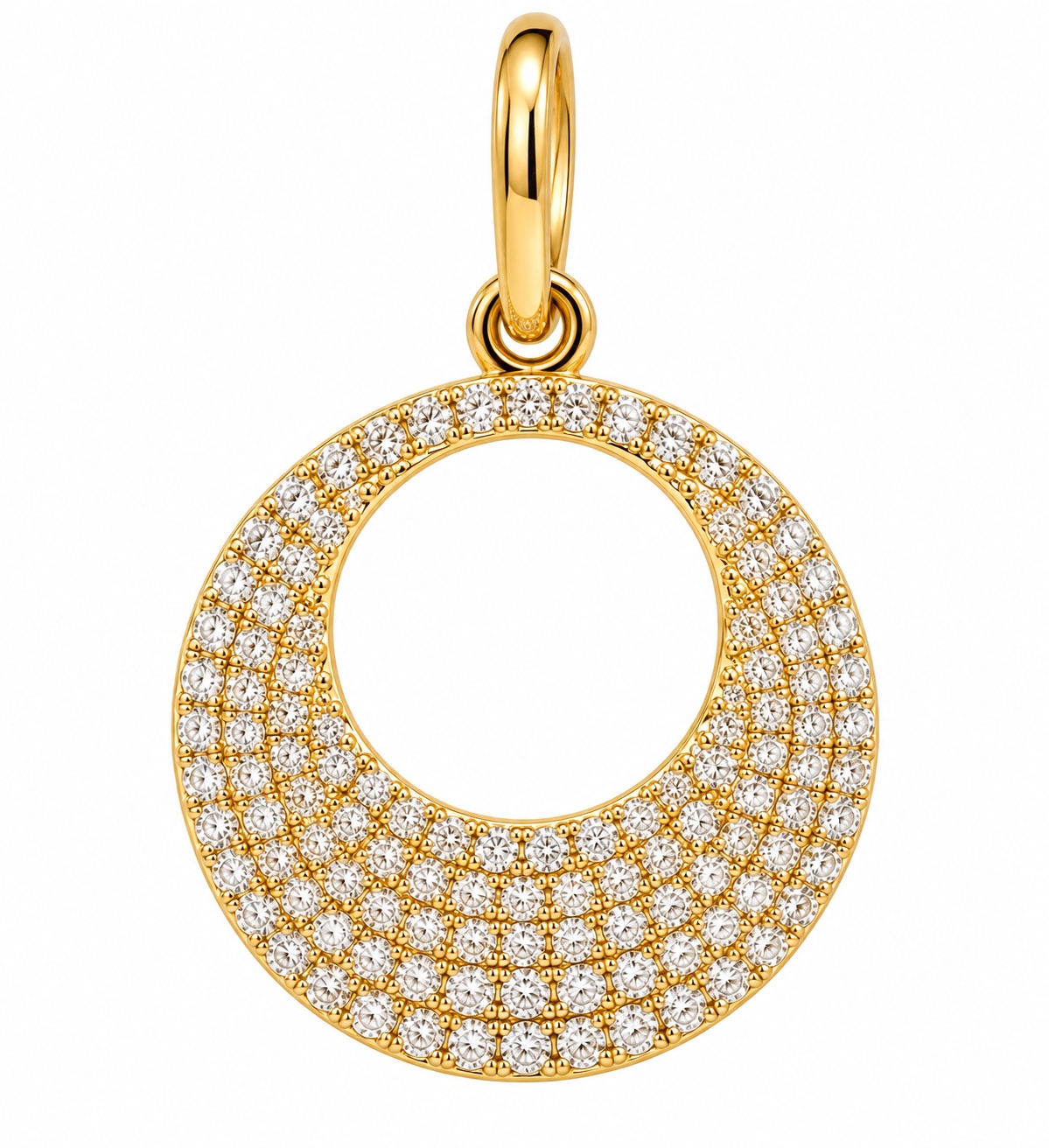 14K Yellow Gold Diamond Pav Circle Charm 025 CTW