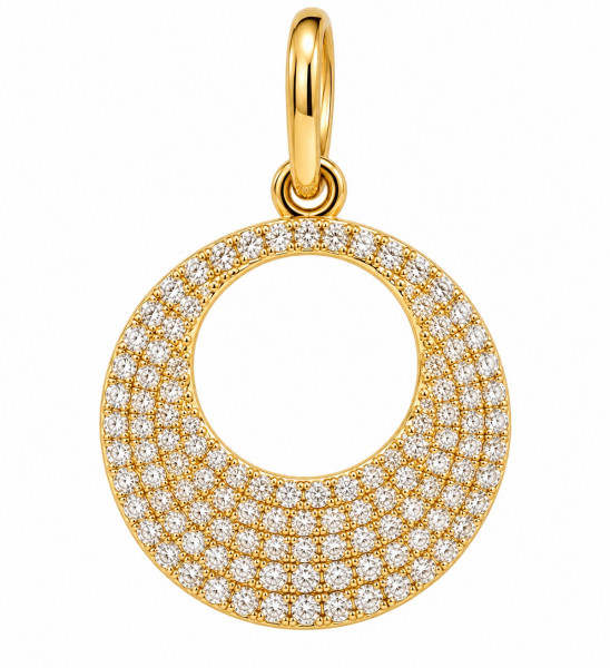 Image of 14K Yellow Gold Diamond Pavé Circle Charm – 0.25 CTW