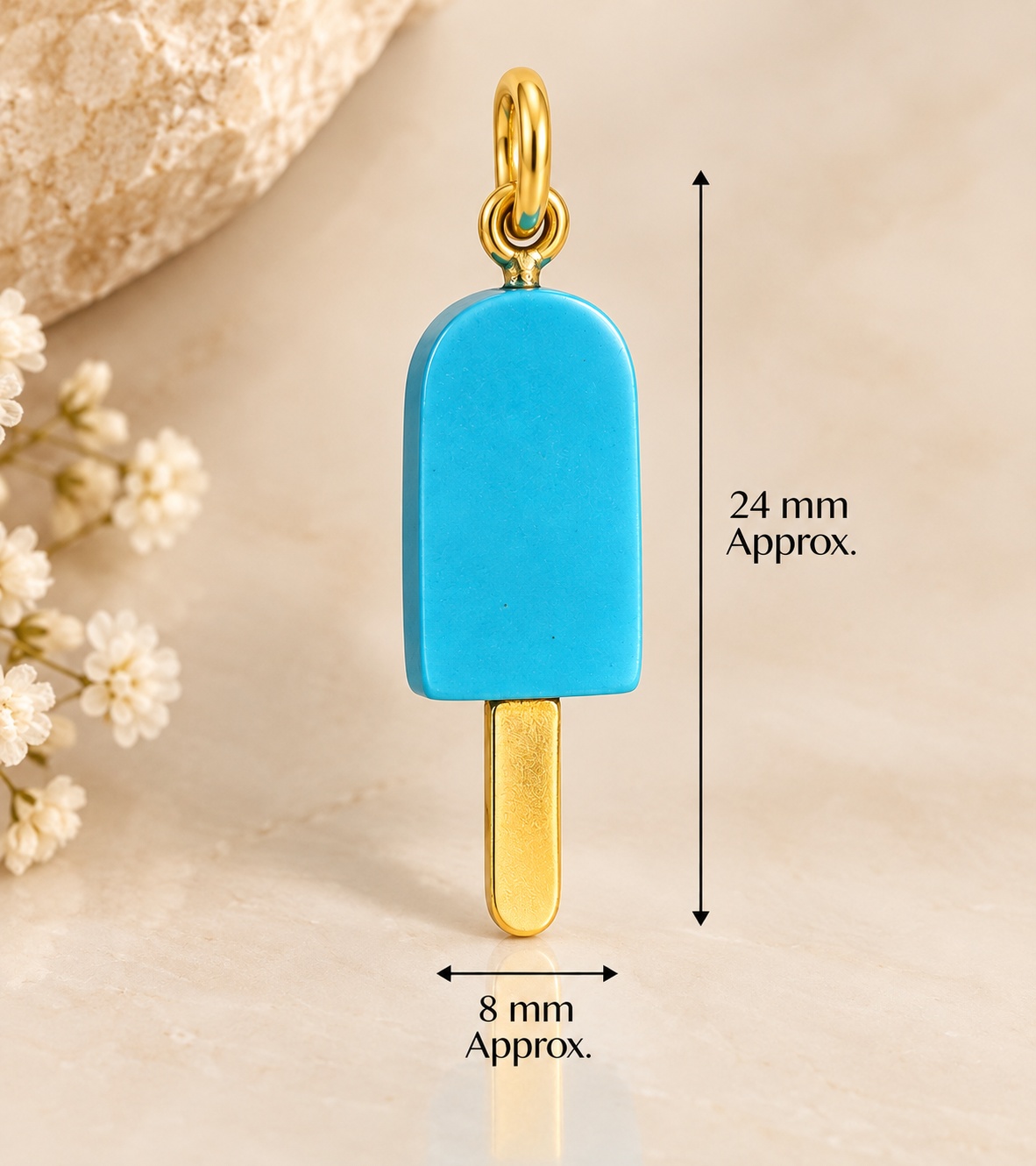 14K Gold Turquoise Popsicle Charm 3355 CT Turquoise Pendant