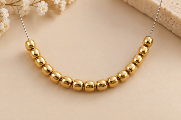 Image of 14K Solid Yellow Gold Bead Finding – 3.80mm Jewelry Making Bead with 1mm Hole