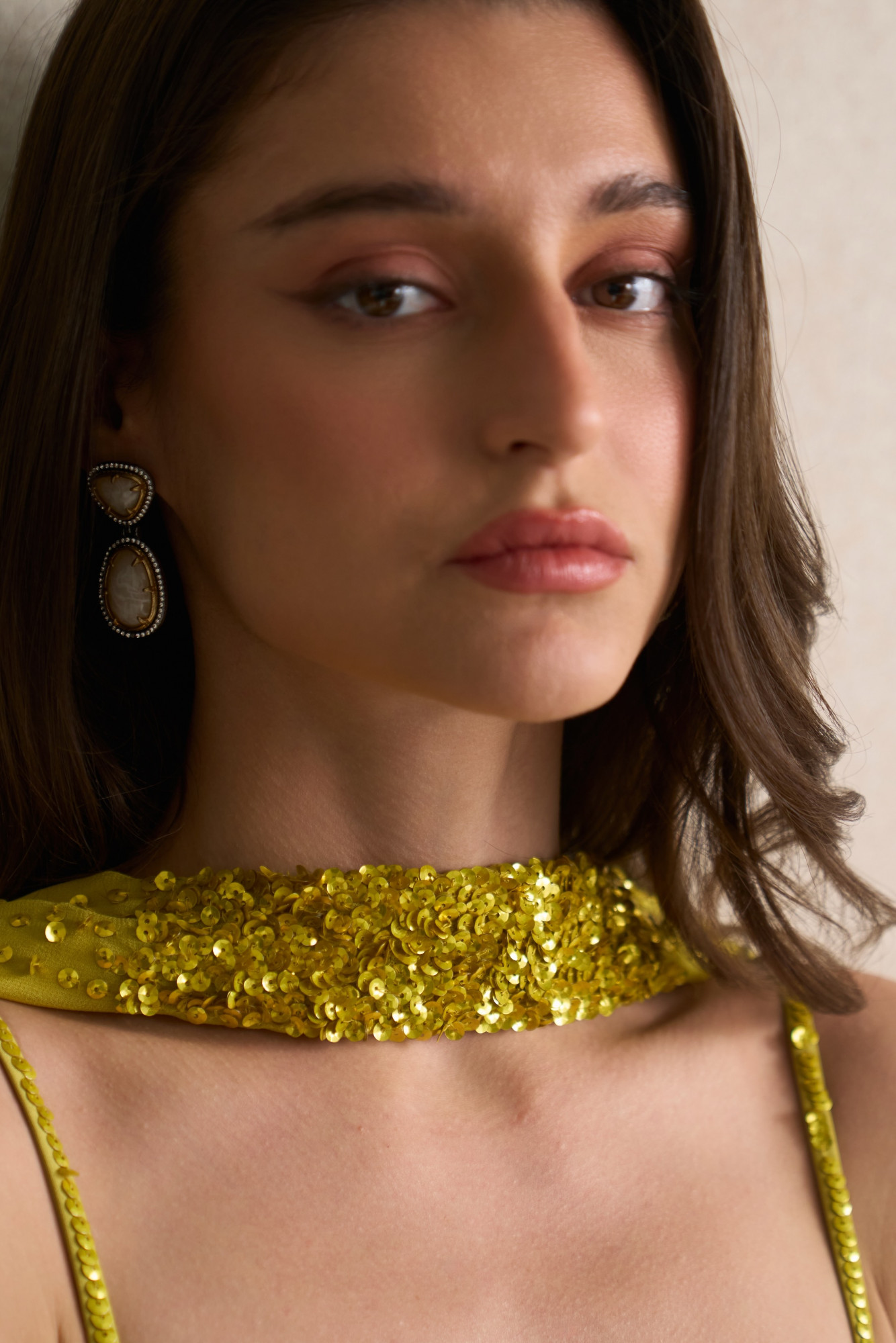 LEILA 03 YELLOW FULLY SEQUINED BUSTIER WITH SKIRT AND DUPATTA