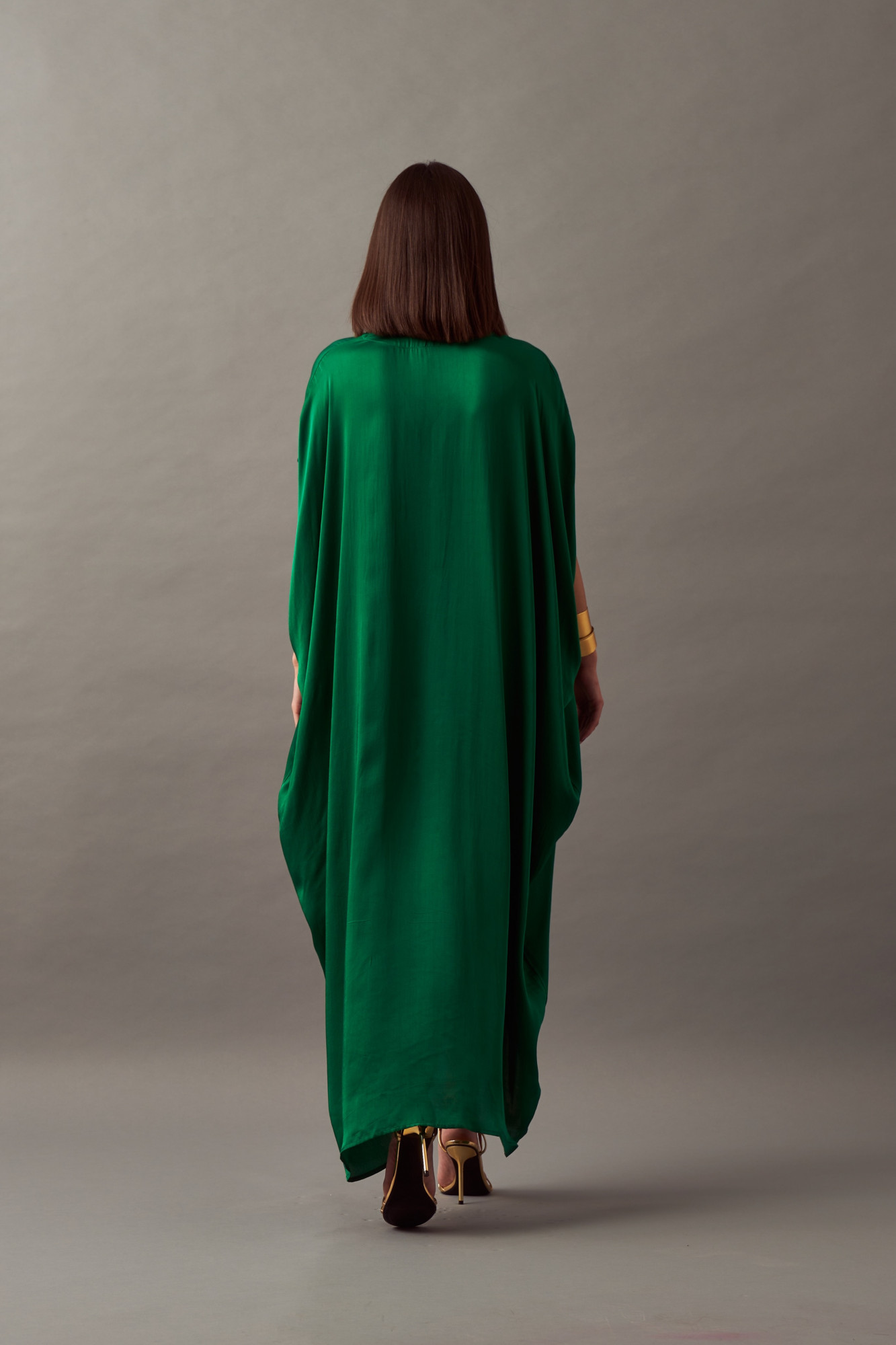 LEILA 02 SOLID GREEN COLOR ANKLE LENGTH KAFTAN