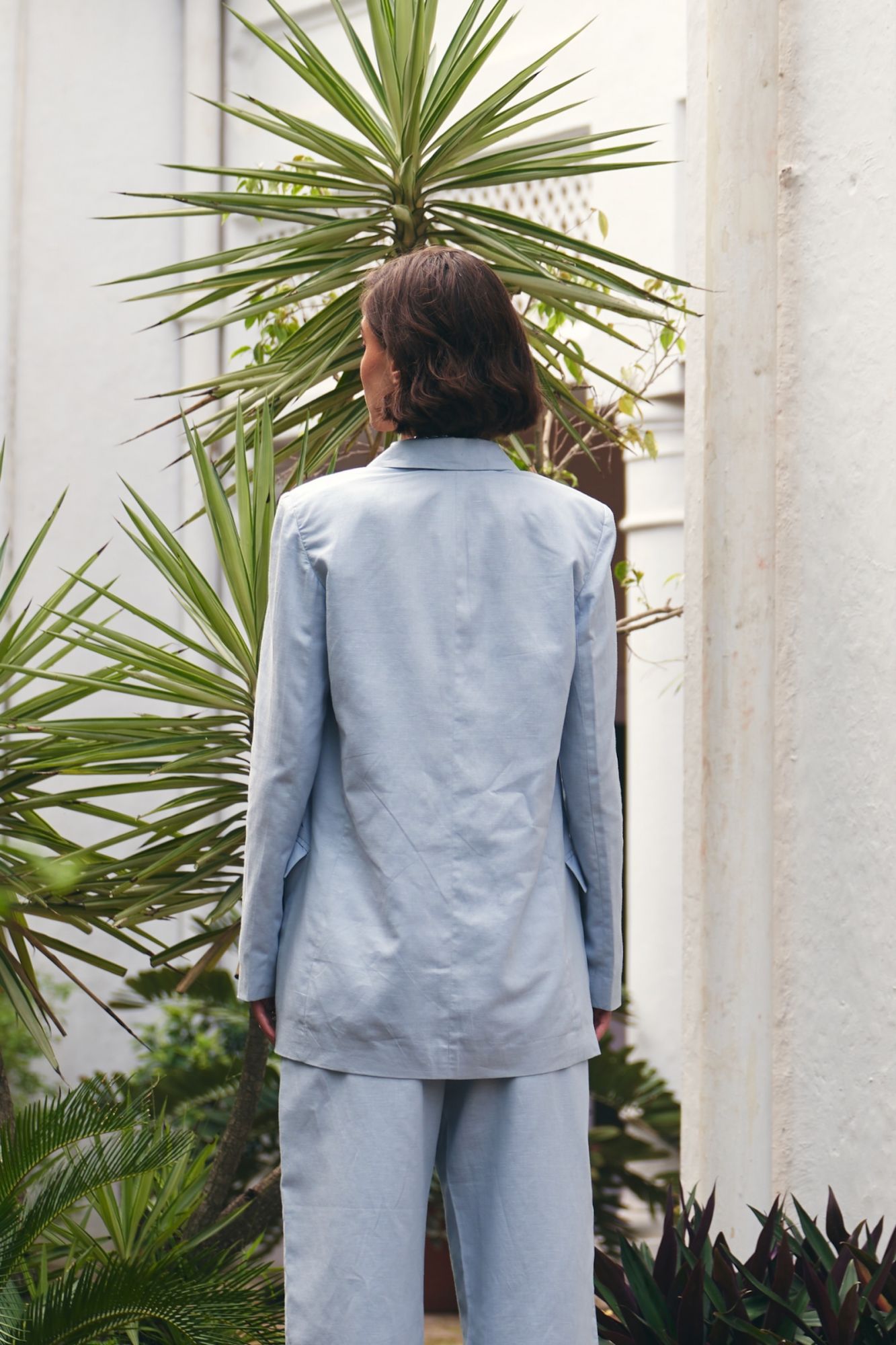 FLORENTINA SKY BLUE COLOR LINEN FABRIC JACKET AND PANTS SUMMER CO-ORDINATE