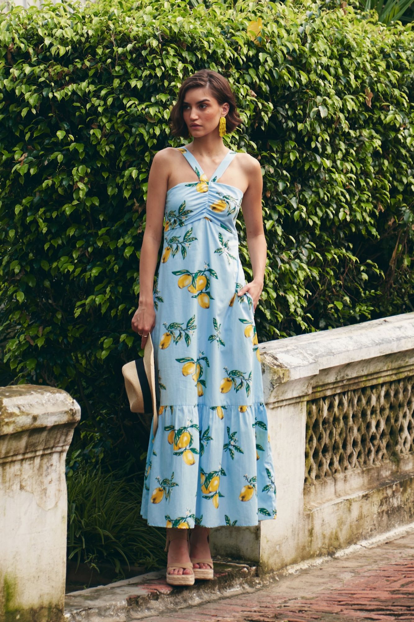 Lemon print summer dress sales