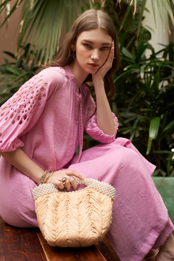 LILAC COLOR RAYON CREPE CO-ORDINATE WITH 34TH LENGTH CUTWORK HAND EMBROIDERED SLEEVES AND PANTS