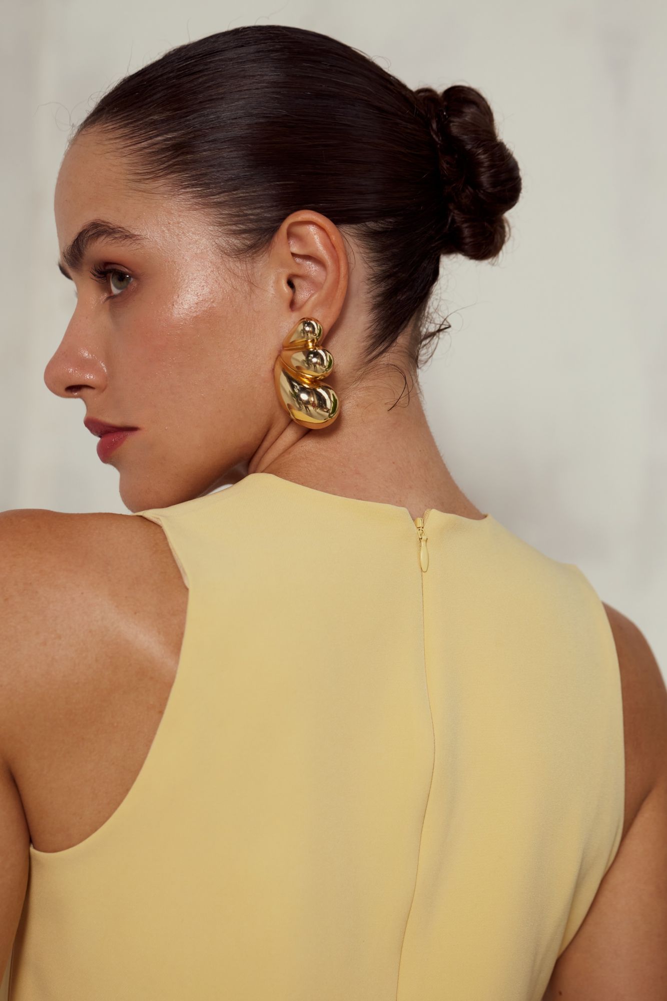 MALIBU-02 PASTEL YELLOW PEPLUM SLEEVELESS TOP WITH HAND EMBROIDERY