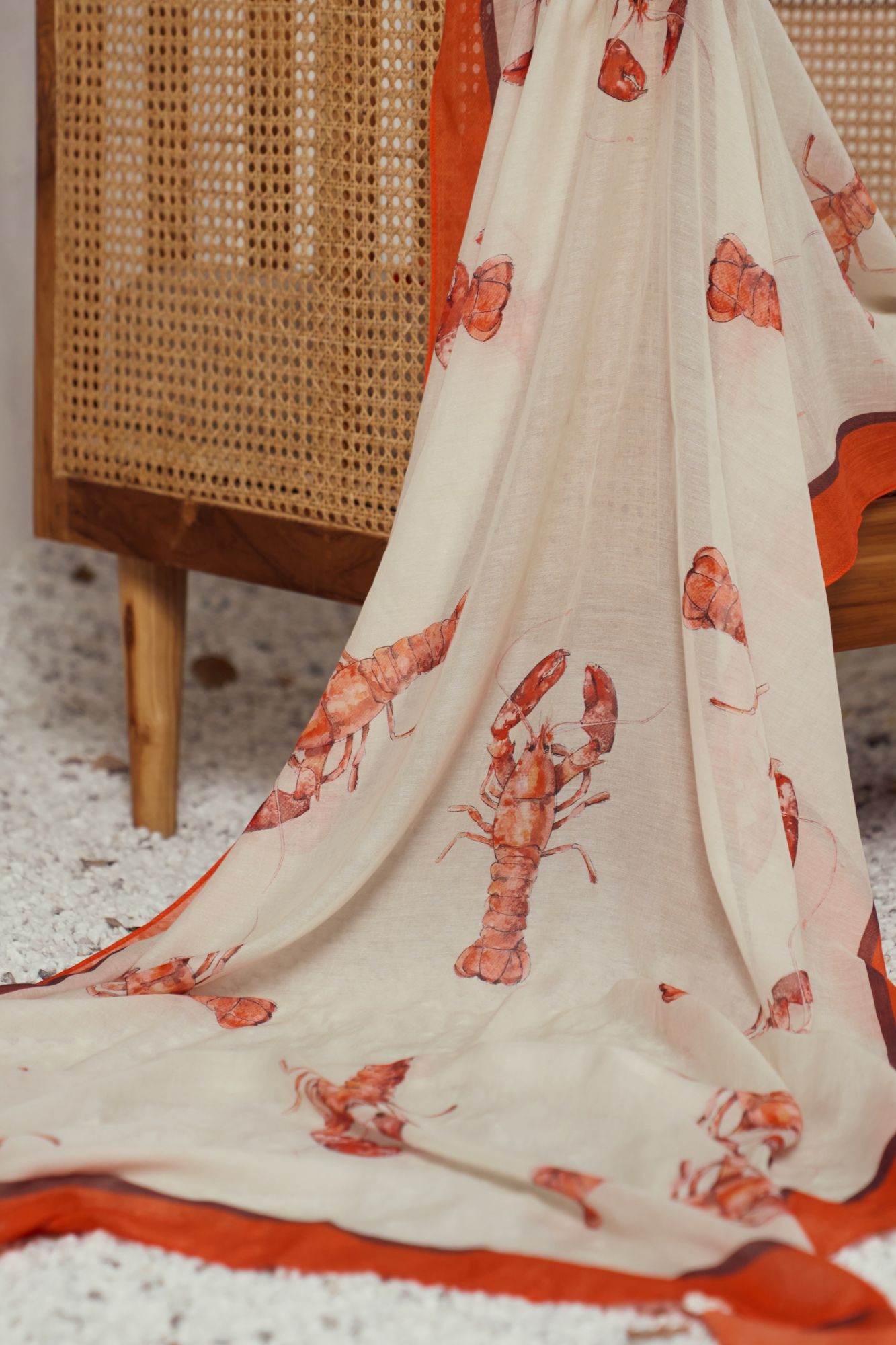 MALIBU-02 ALL OVER LOBSTER PRINT SUSHI VOILE MULTI PURPOSE STOLE