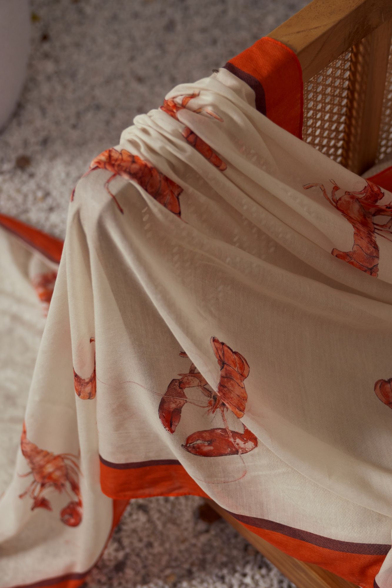 MALIBU-02 ALL OVER LOBSTER PRINT SUSHI VOILE MULTI PURPOSE STOLE