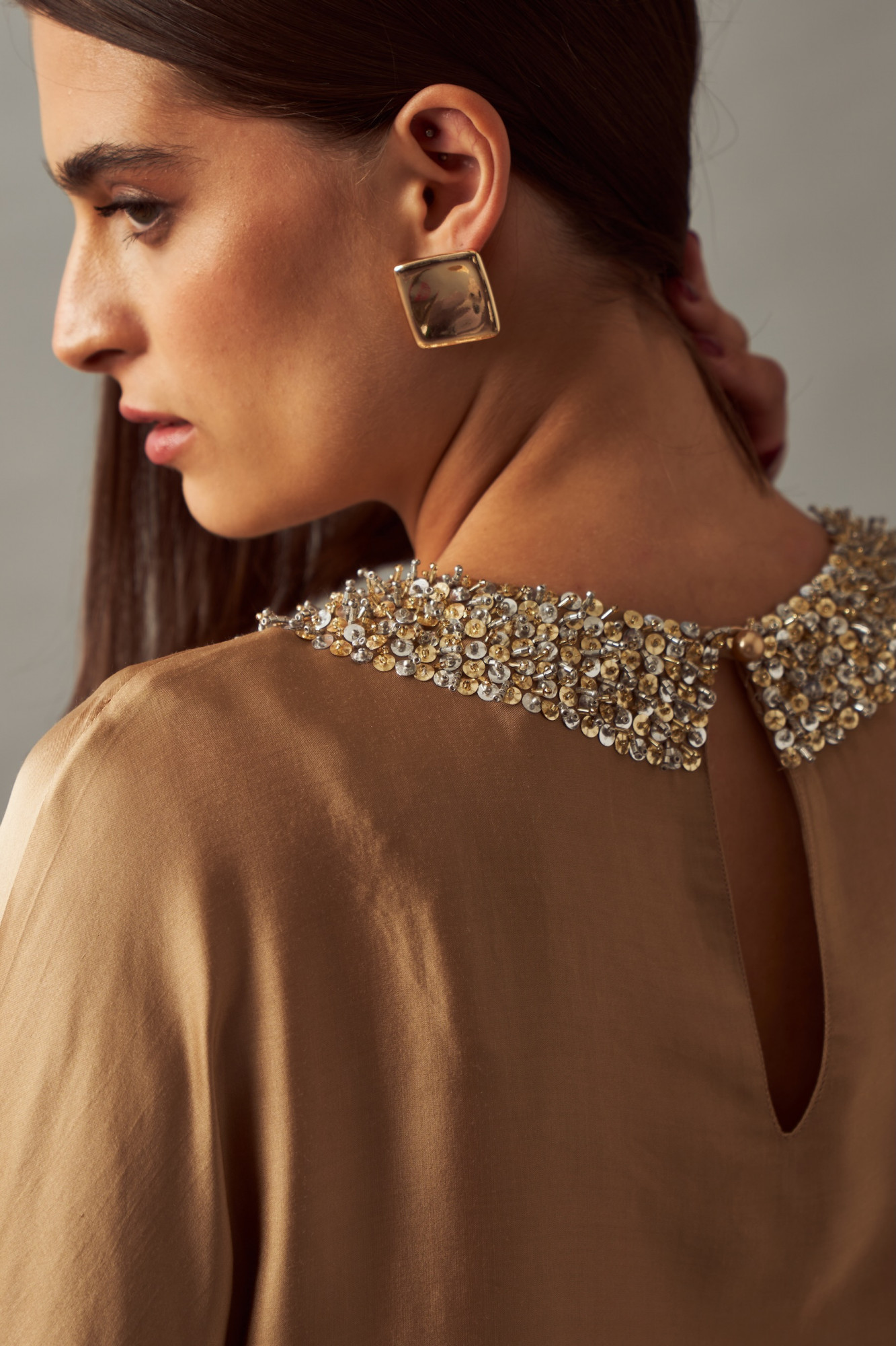 LEILA 02 GOLD COLOR KAFTAN TUNIC AND PANTS CO-ORD SET