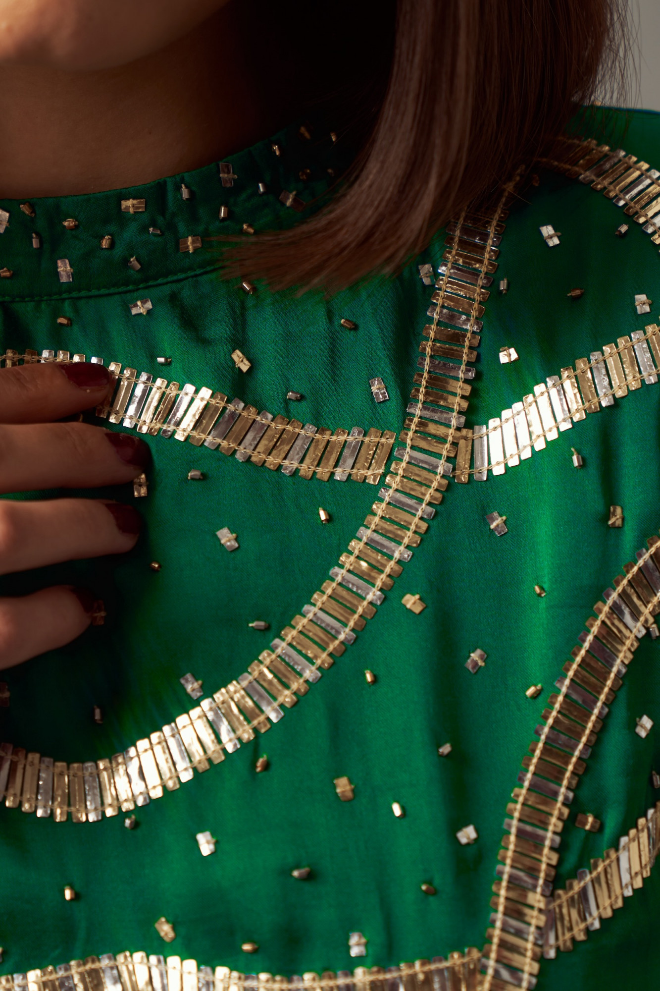 LEILA 02 SOLID GREEN COLOR PEPLUM TOP AND PANTS CO-ORD SET