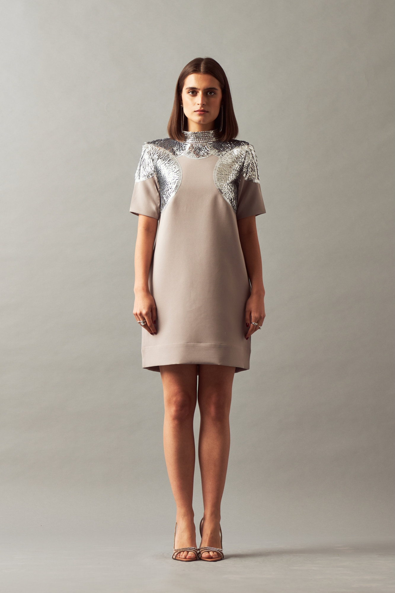 LEILA 02 SILVER HAND EMBROIDERED CLEOPATRA DRESS