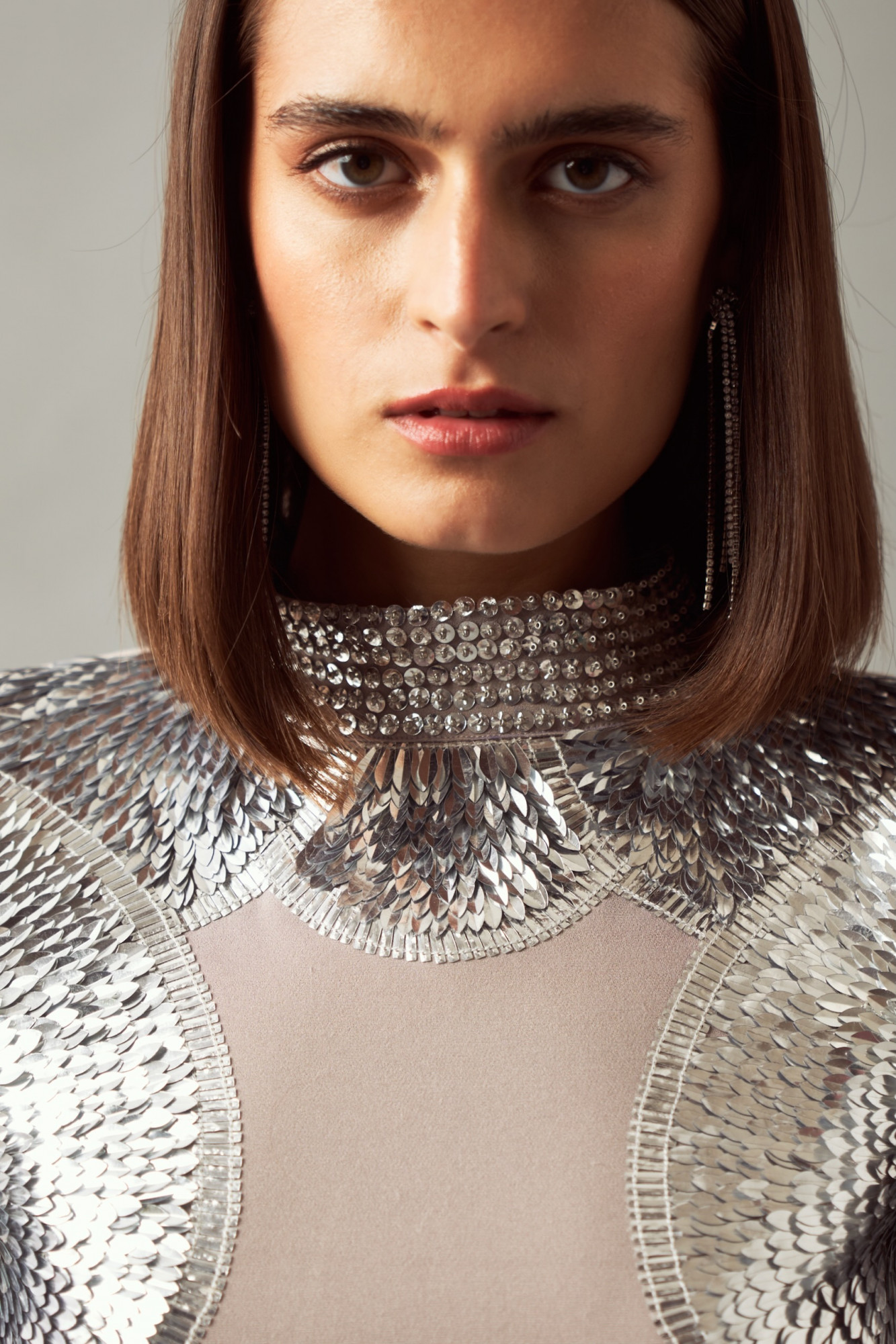 LEILA 02 SILVER HAND EMBROIDERED CLEOPATRA DRESS