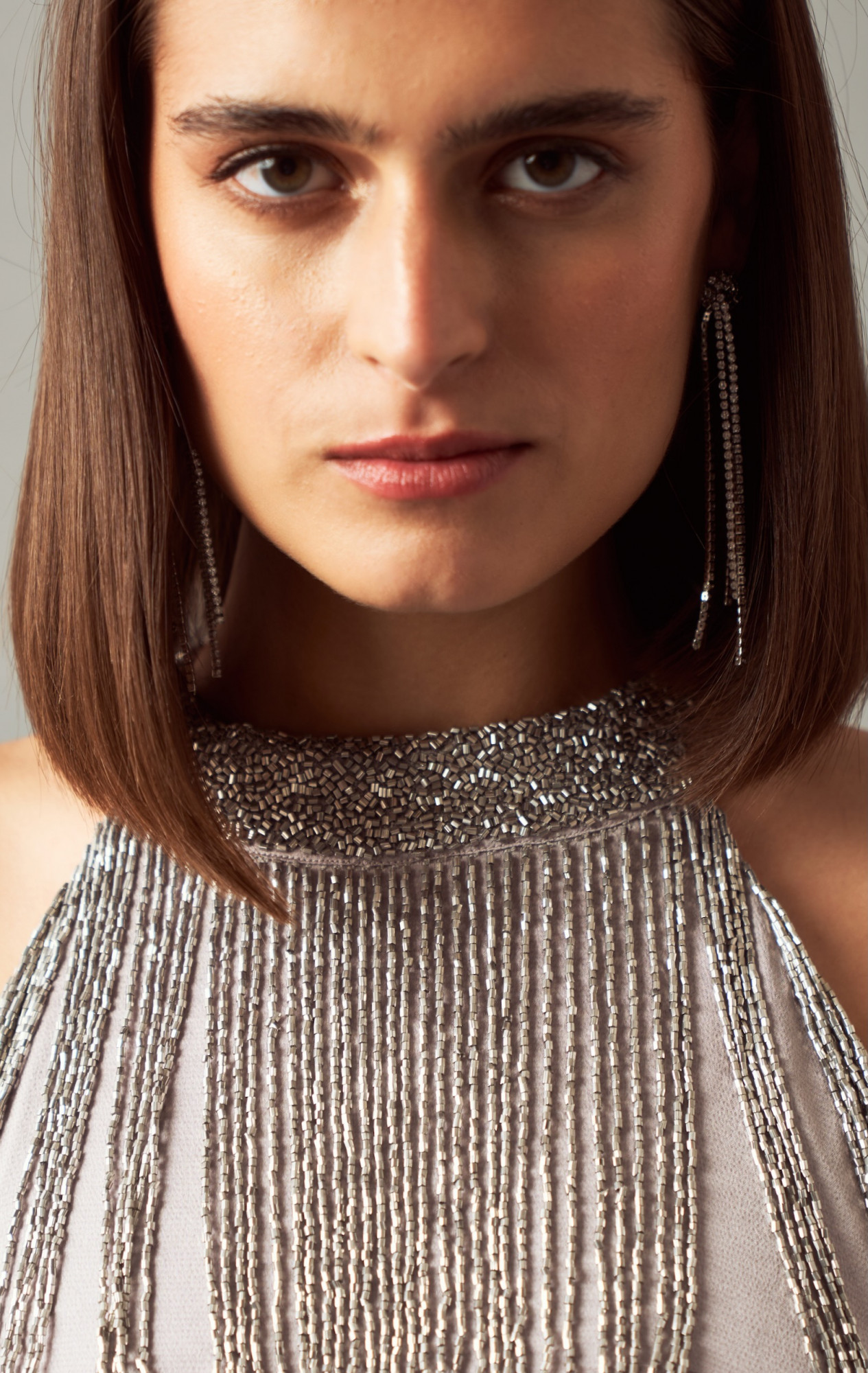 LEILA 02 SILVER HAND EMBROIDERED FRINGE TOP AND PANTS CO-ORD SET