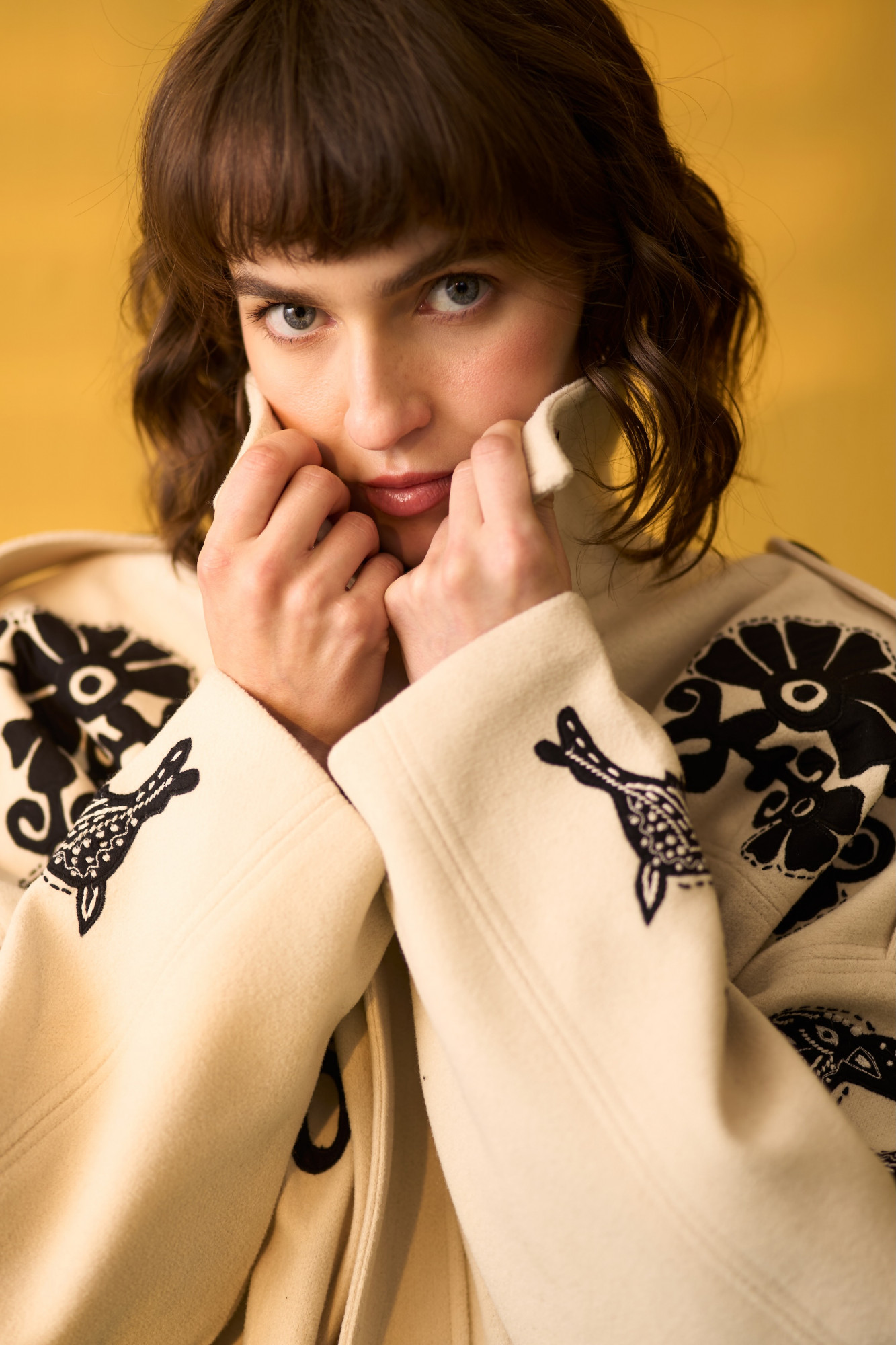 DROKPA CREAM FELT FLORA FAUNA EMBROIDERED JACKET
