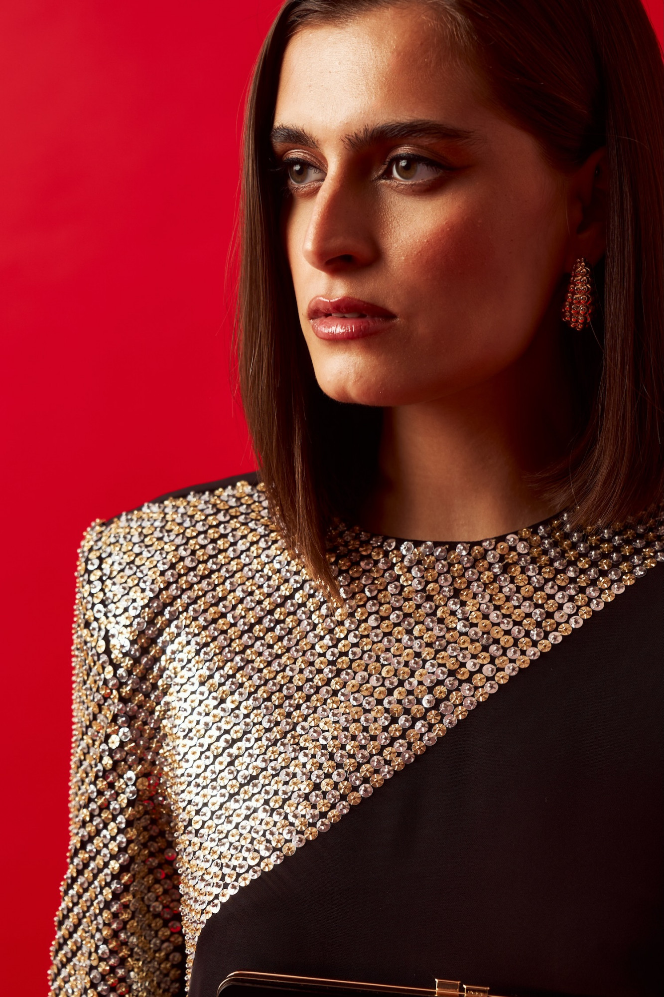 LEILA 02 BLACK TUNIC AND PANT CO-ORD SET WITH SILVER GOLD HAND EMBROIDERY