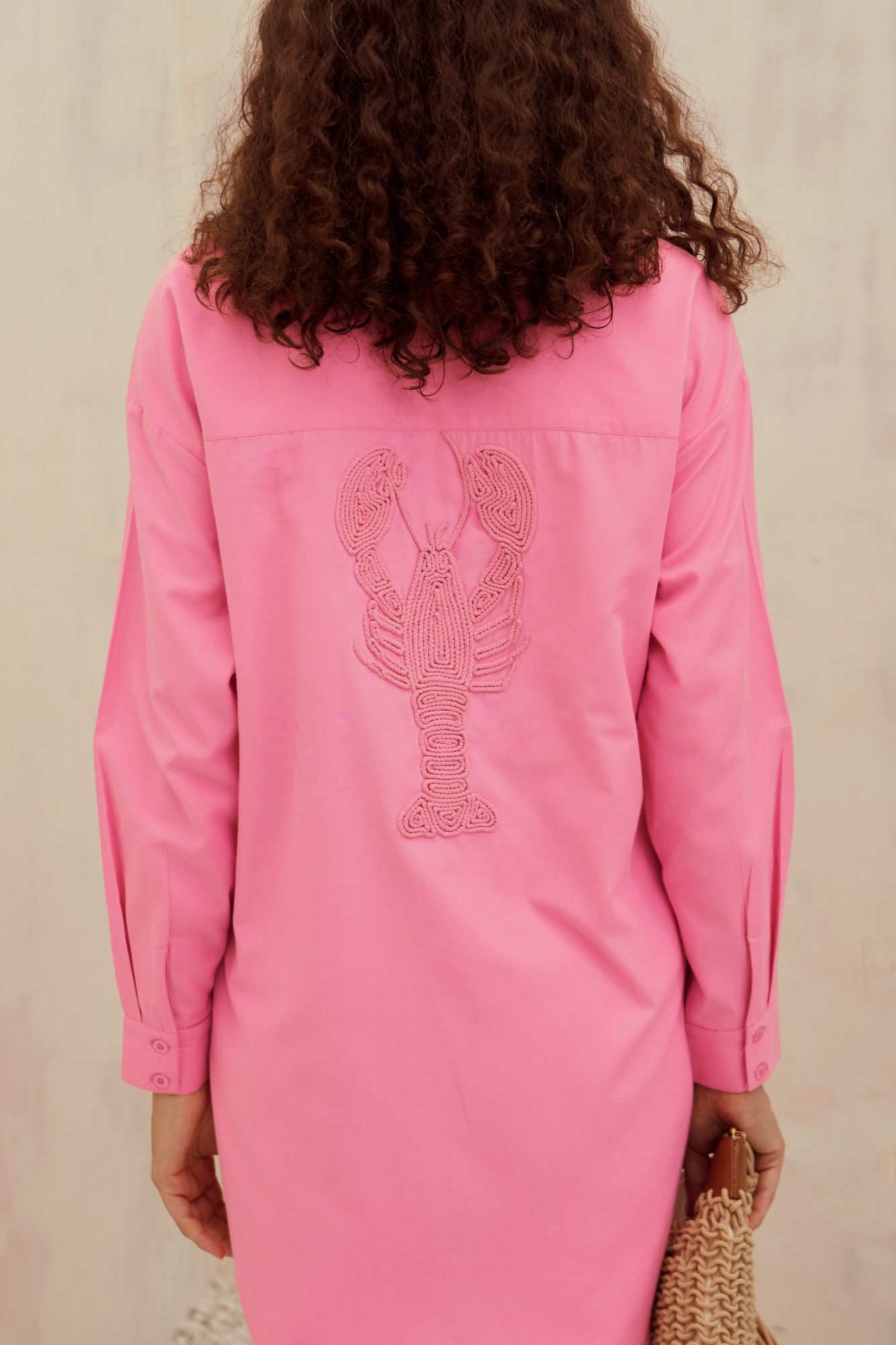 MALIBU-02 TEA ROSE PINK COLOR LOBSTER DORI EMBROIDERY SHIRT TUNIC AND PANTS CO-ORD SET