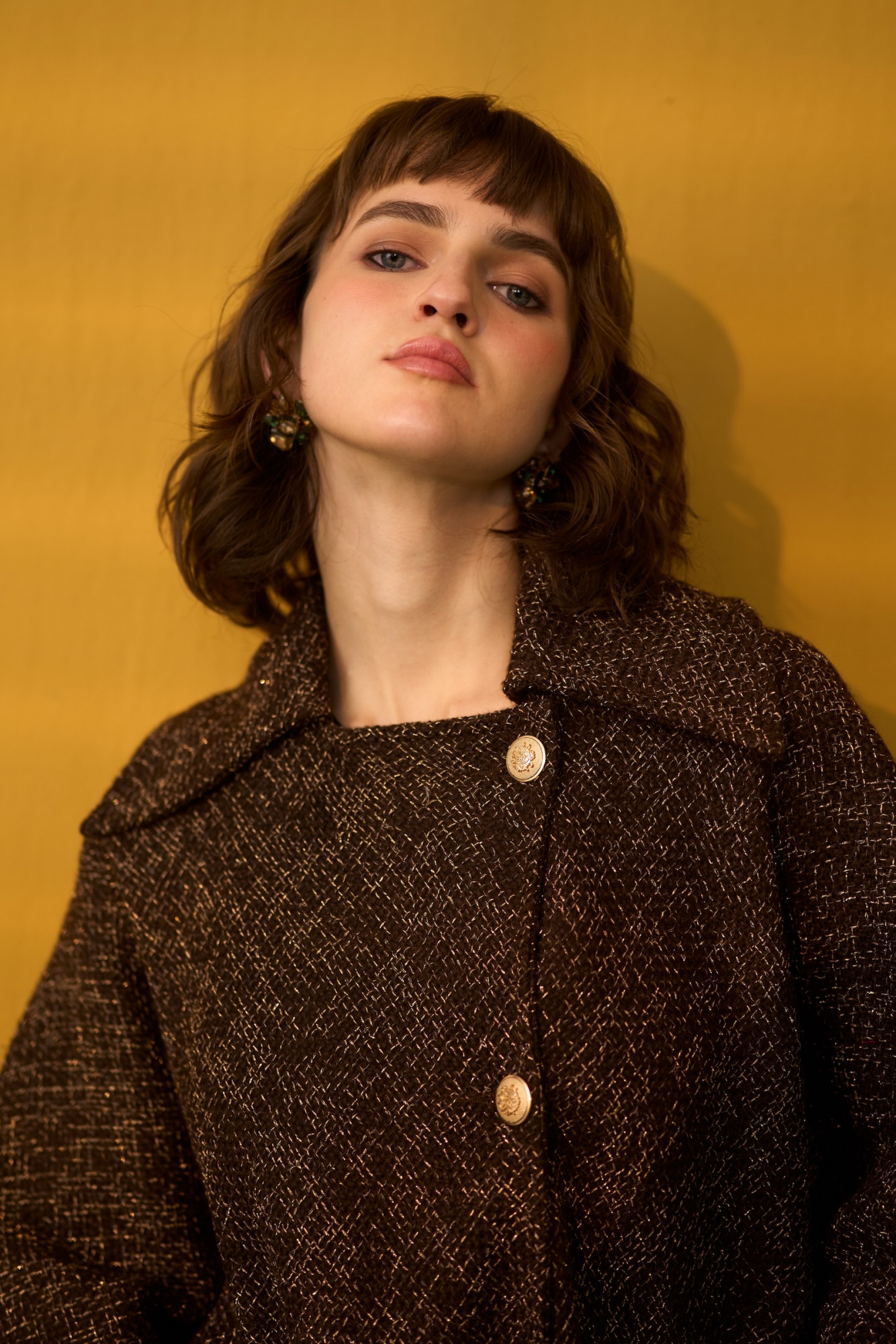 SYLVIE COCOA BROWN OVERSIZED JACKET AND SHORT SKIRT CO-ORD SET