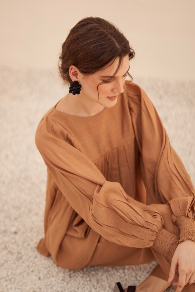 MALIBU TEXTURED RAYON CREPE SOLID BROWN FLARED TOP AND STRAIGHT PANTS FLOWY SUMMER CO-ORDINATE