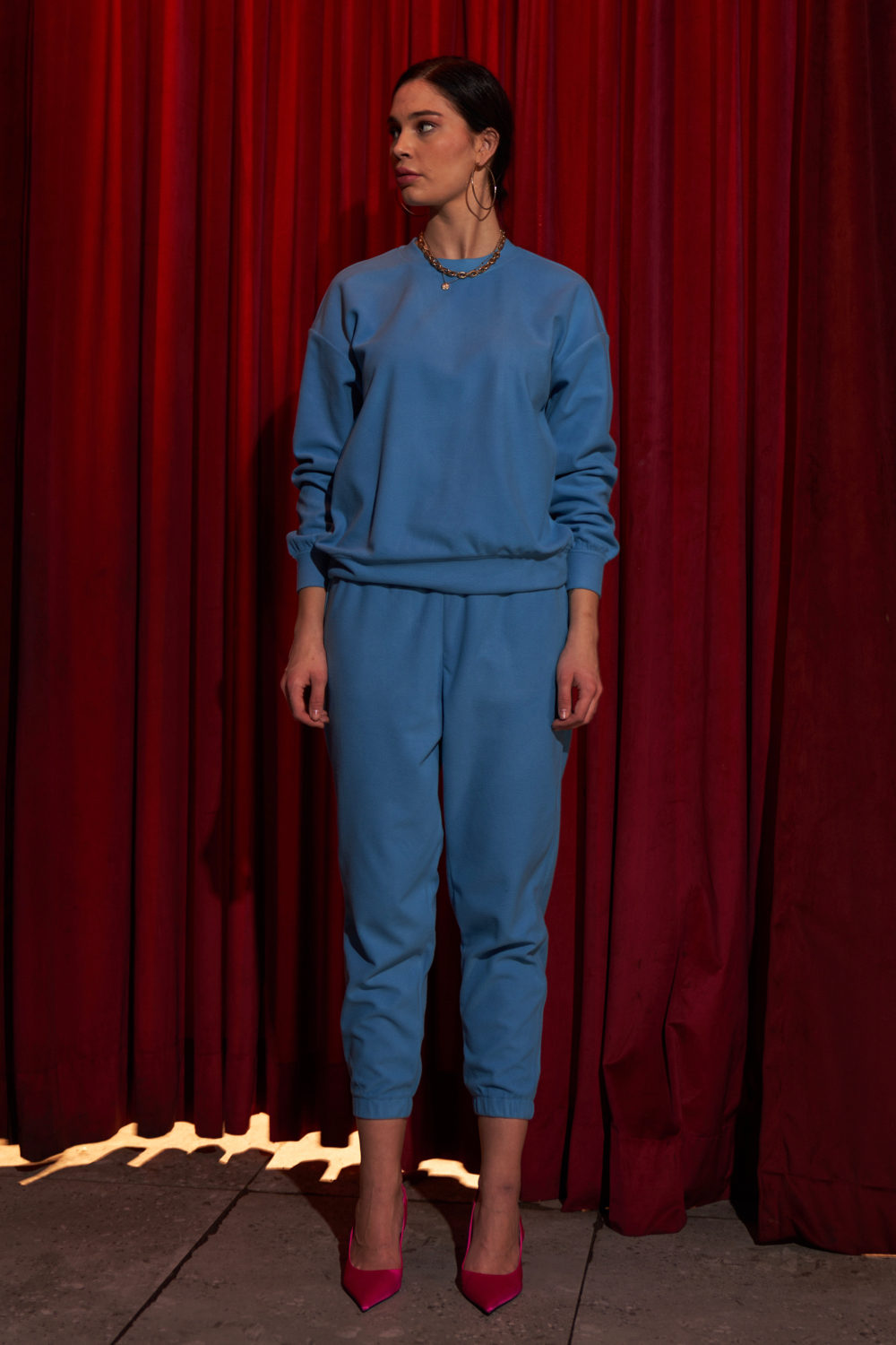 MATERIAL GIRL TEAL BLUE FLEECE SWEATSHIRT WITH JOGGER PANTS WINTER CO-ORDINATE