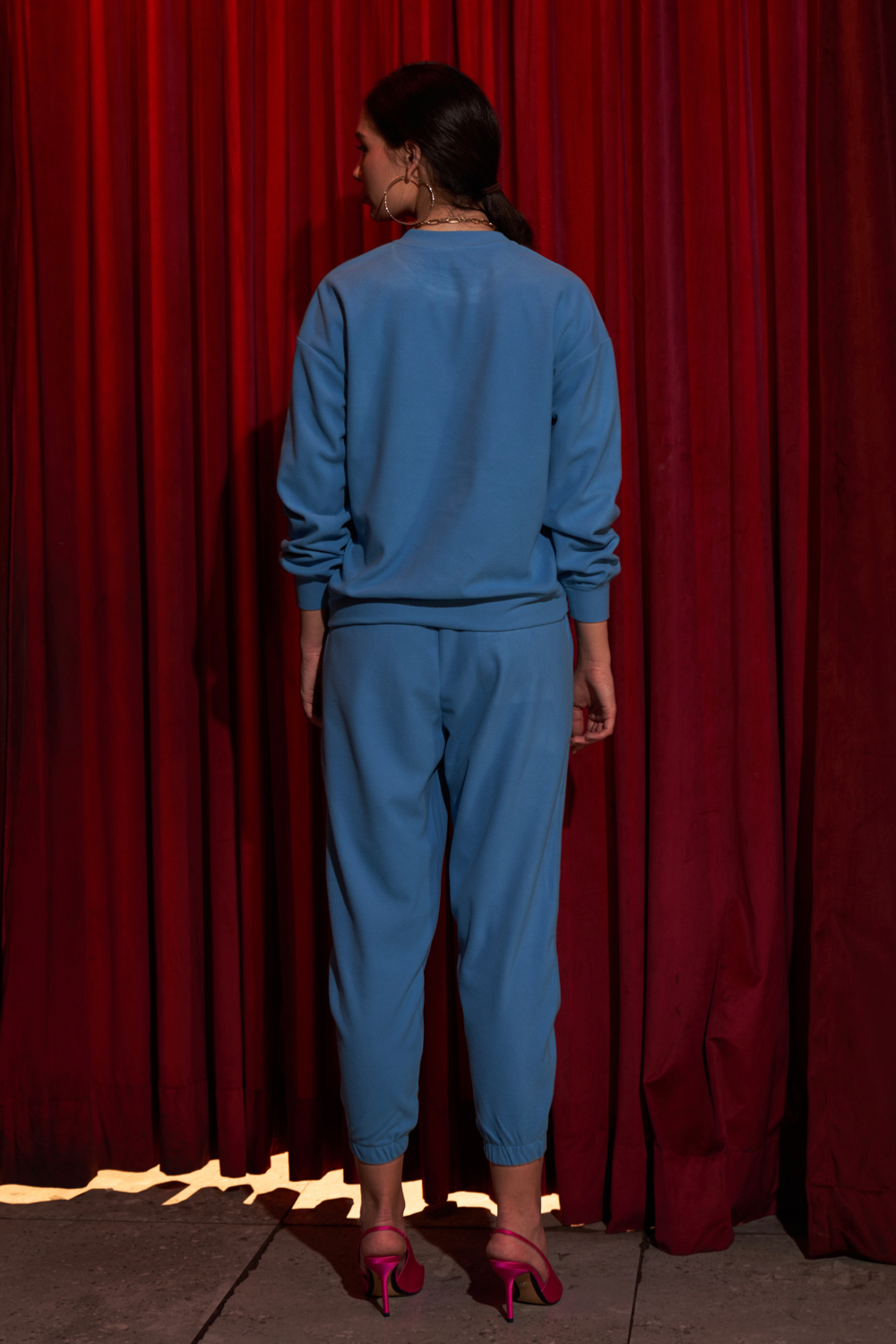 MATERIAL GIRL TEAL BLUE FLEECE SWEATSHIRT WITH JOGGER PANTS WINTER CO-ORDINATE