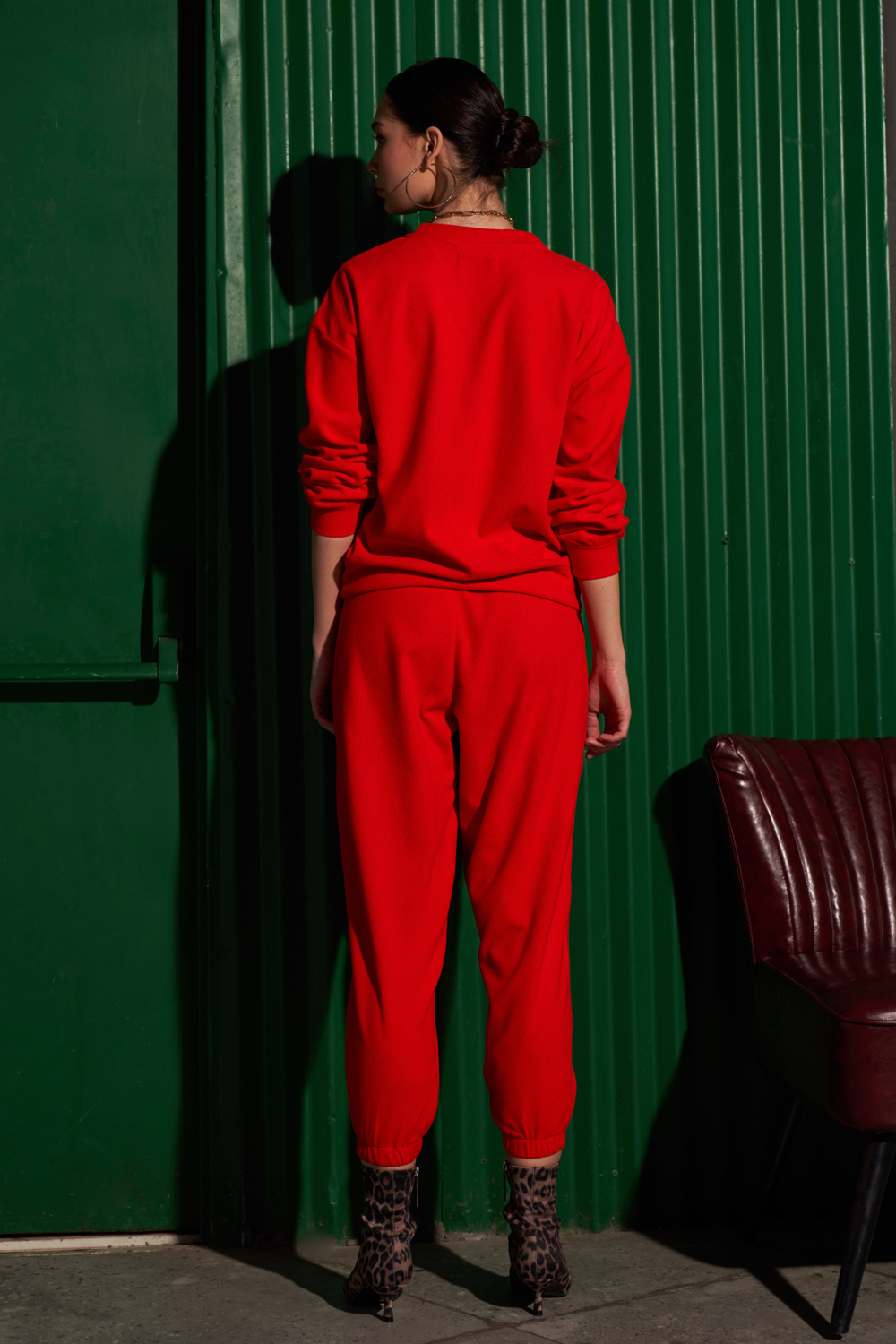 MATERIAL GIRL SOLID RED COLOR FLEECE SWEATSHIRT AND JOGGER PANTS WINTER CO-ORDINATE