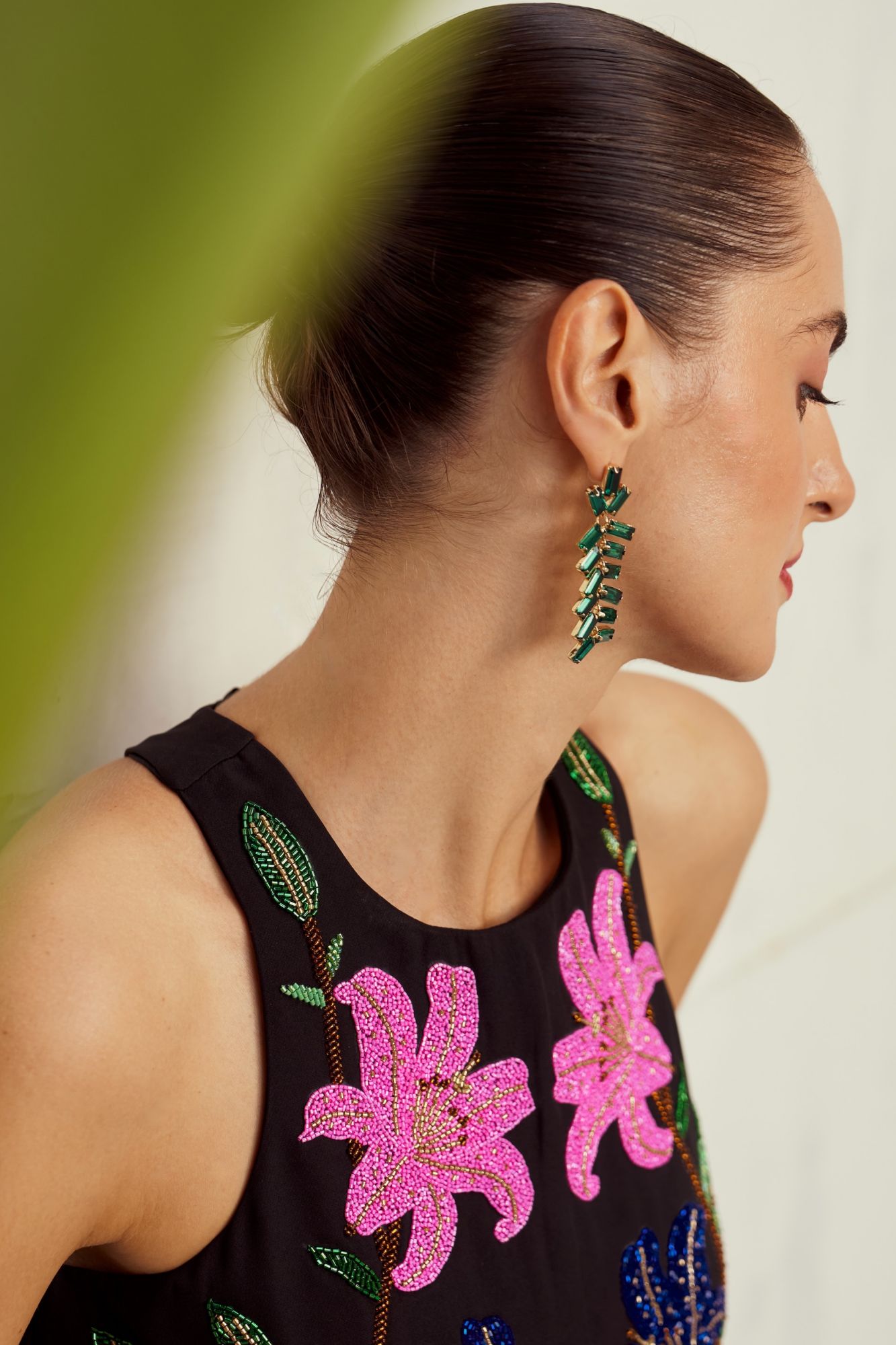 MALIBU-02 BLACK COCKTAIL DRESS WITH ALL OVER HAND EMBROIDERY