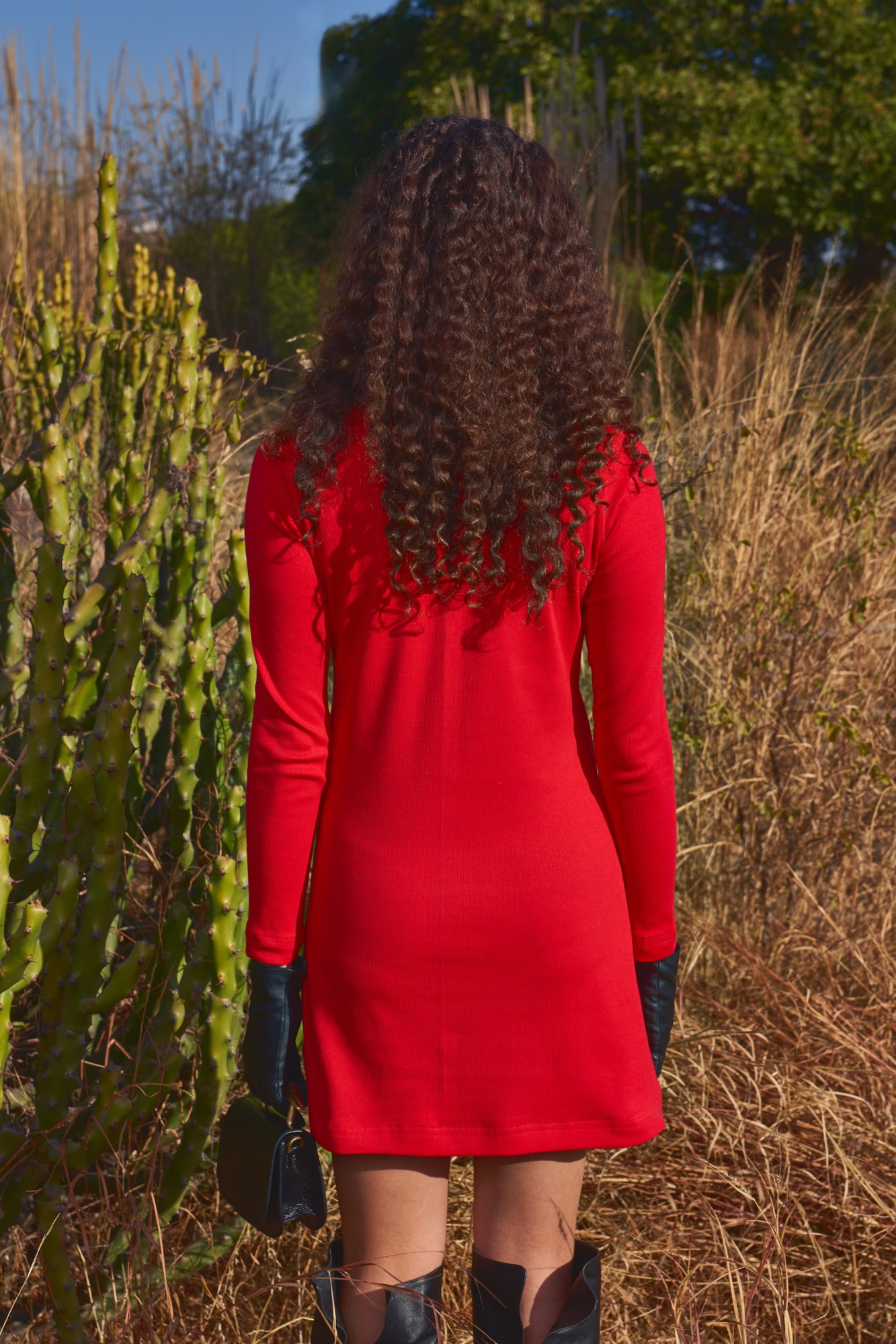 MATERIAL GIRL 03 RED COLOR KNITS FABRIC MINI LENGTH WINTER DRESS