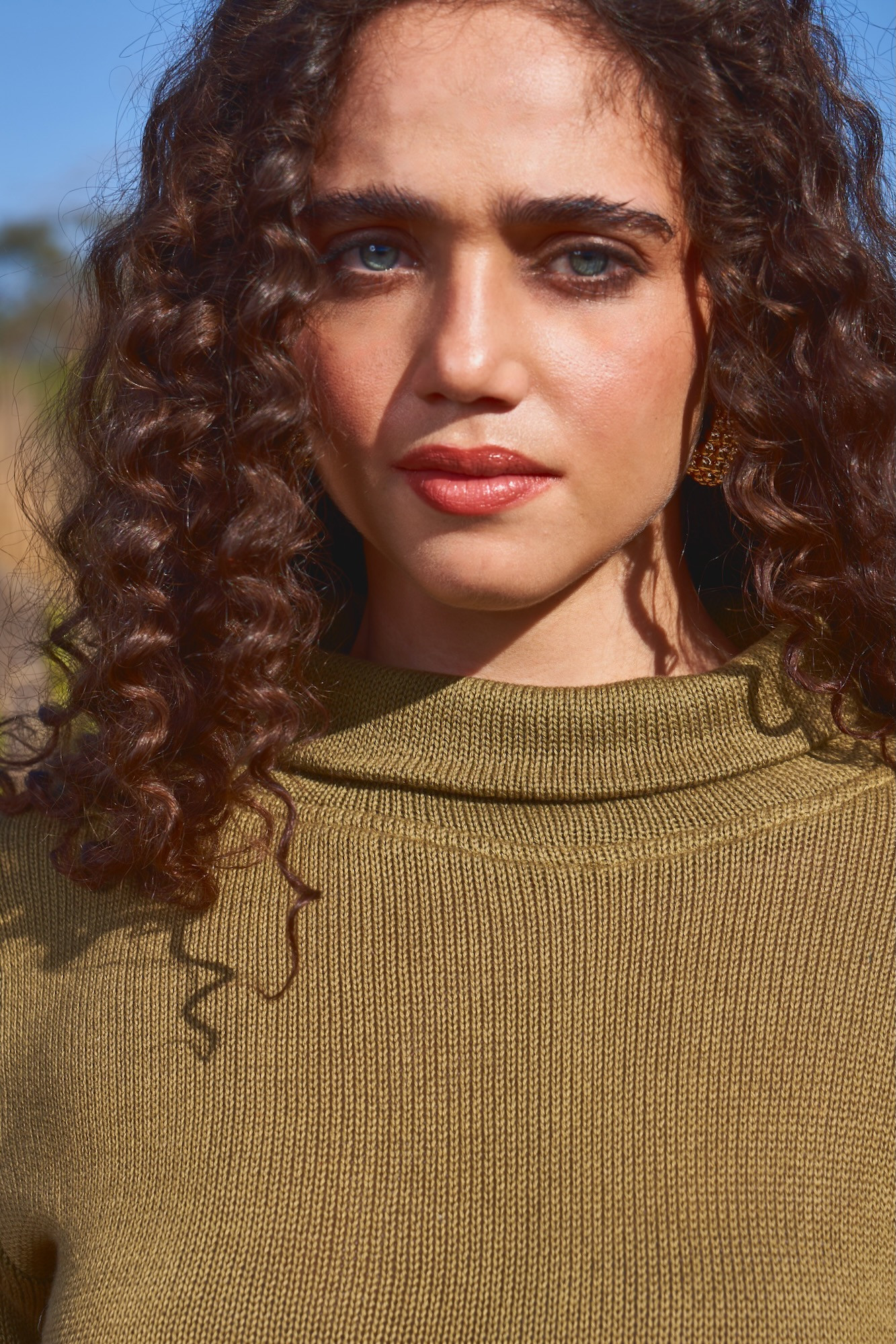 MATERIAL GIRL 03 OLIVE COLOR ACRYLIC WOOL LONG MAXI WINTER DRESS