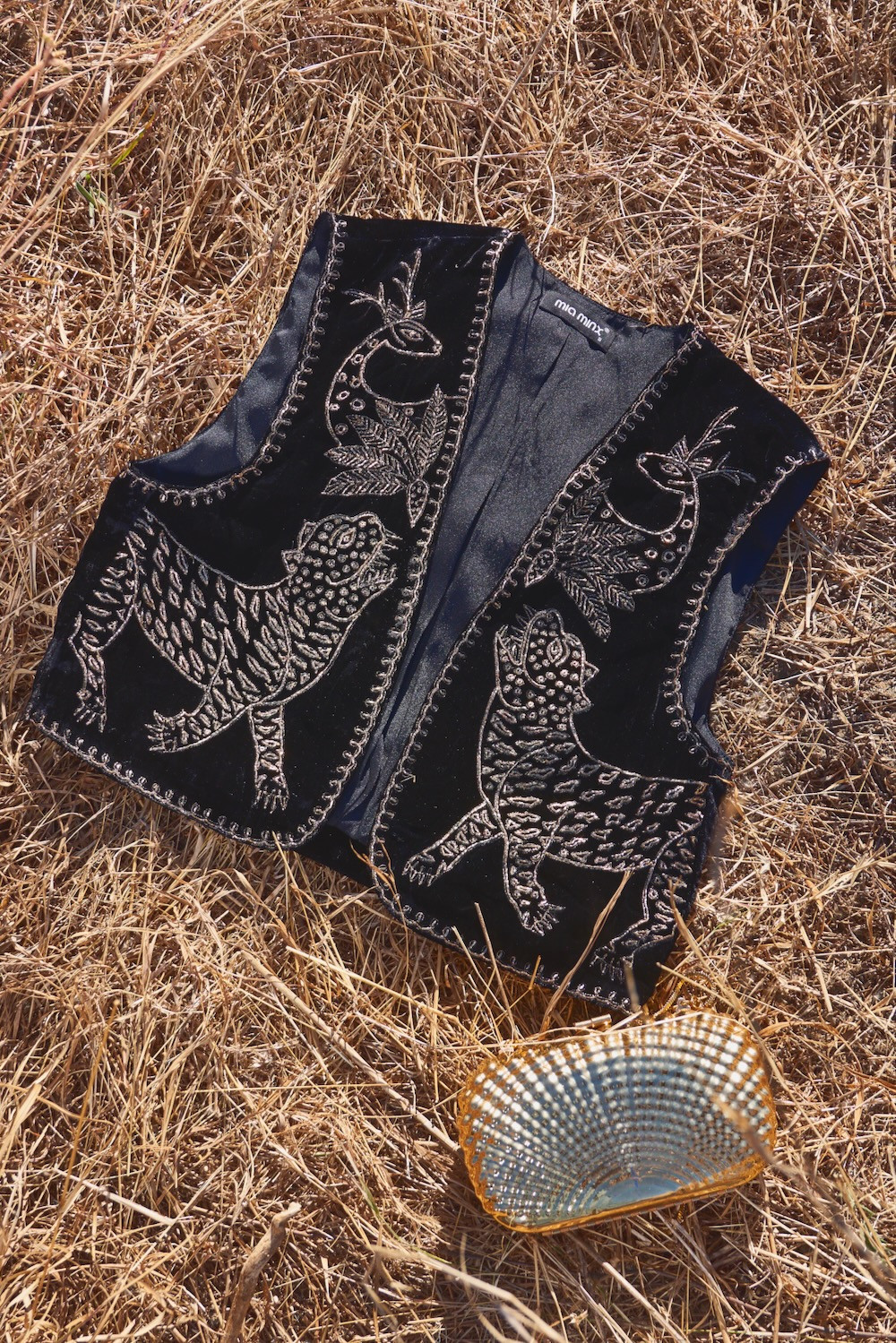 MATERIAL GIRL 03 BLACK VELVET SLEEVELESS JACKET WITH ZARI AND DABKA PITTA HAND EMBROIDERY
