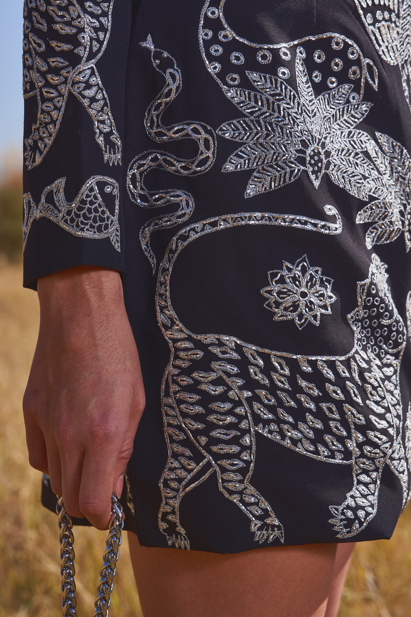 MATERIAL GIRL 03 BLACK KNEE LENGTH DRESS WITH ZARI AND DABKA PITTA HAND EMBROIDERY