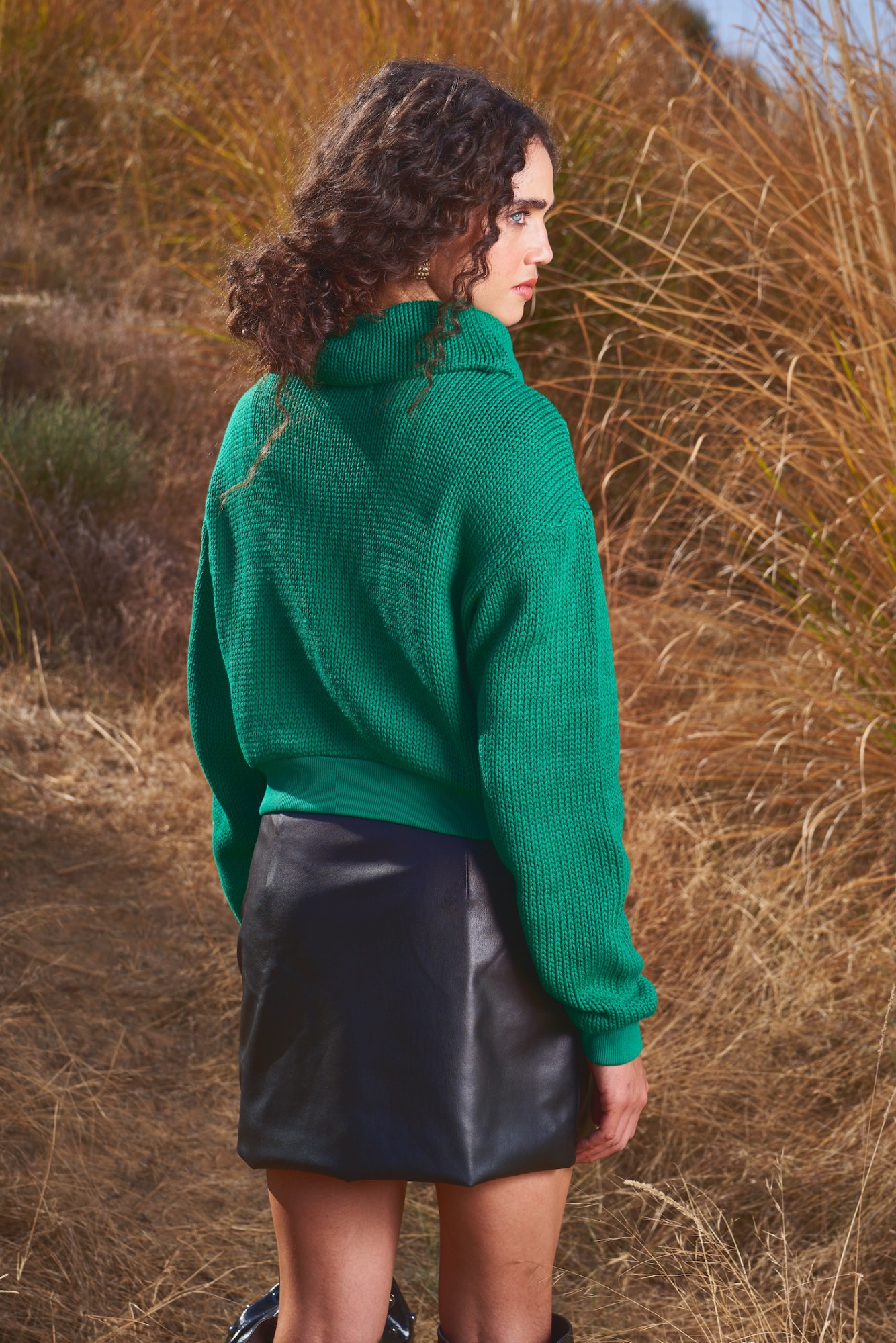 MATERIAL GIRL 03 GREEN COLOR SWEATER WITH THREAD AND DABKA HAND EMBROIDERY