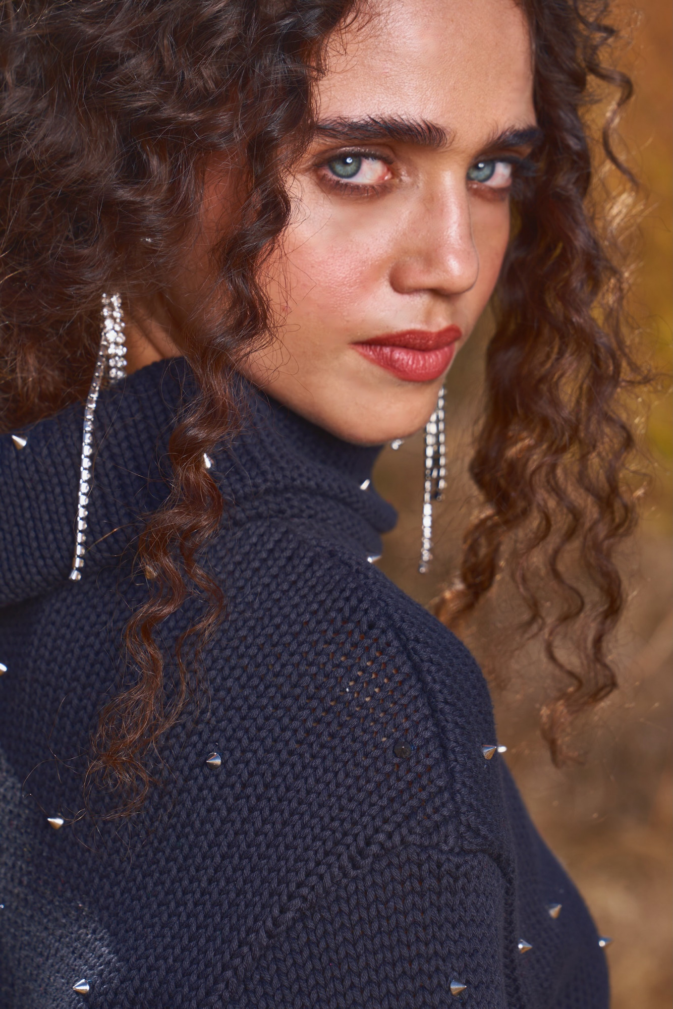 MATERIAL GIRL 03 BLACK COLOR SWEATER WITH METAL STUDS ALL OVER