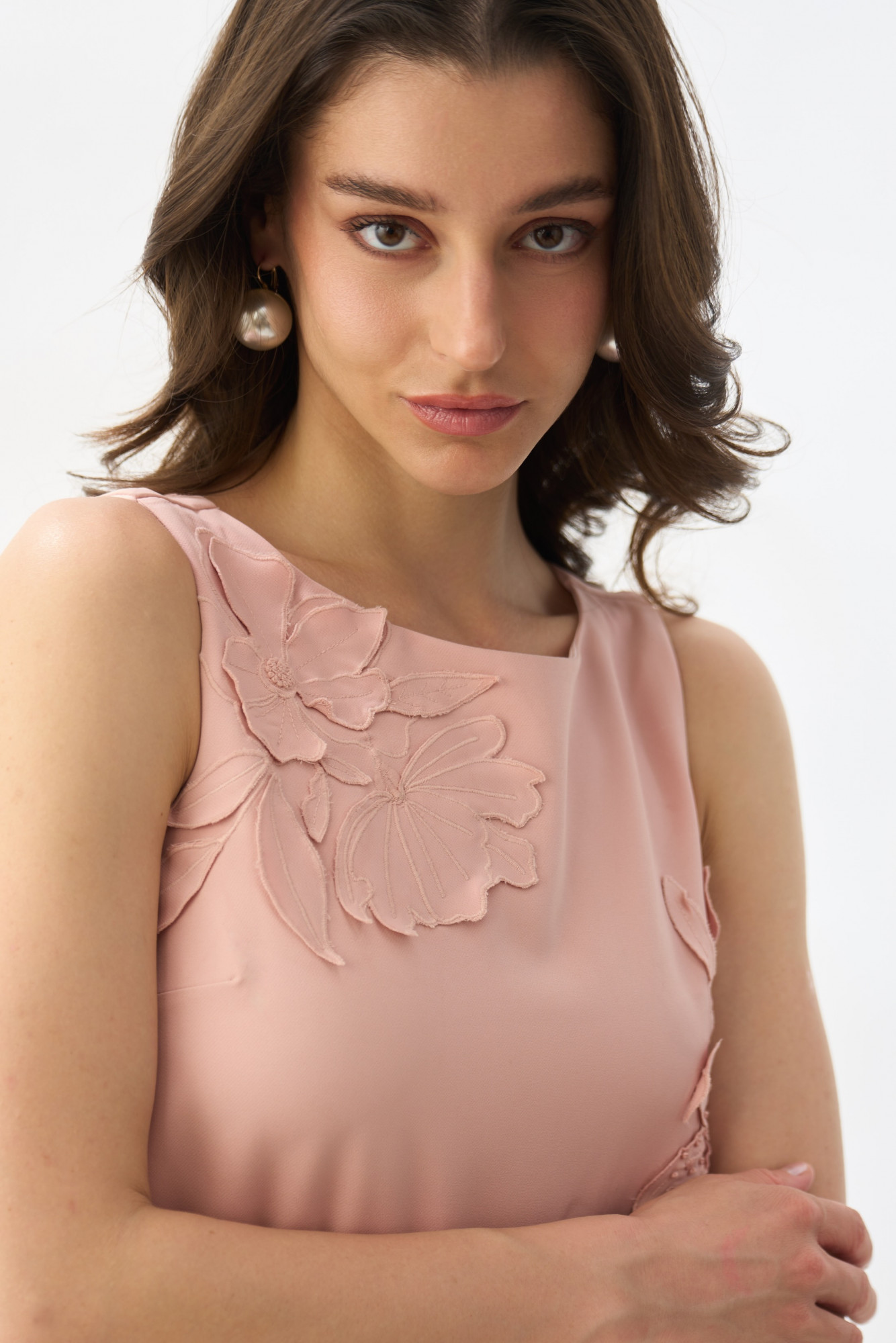 GARDEN OF SICILIA BLUSH PINK COLOR SHIFT DRESS WITH DELICATE FLORAL EMBROIDERY