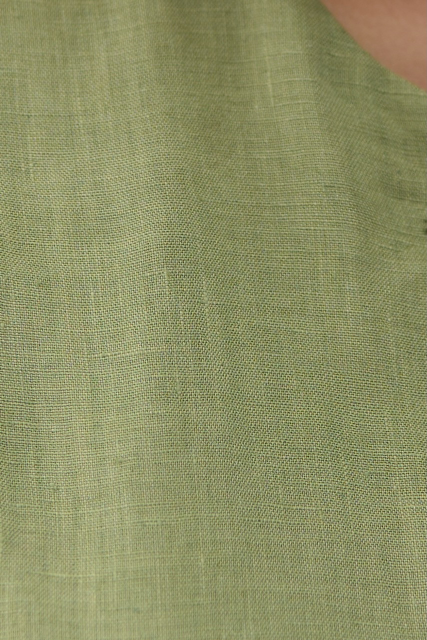 ATELIER RIVIERA SOLID OLIVE COLOR COTTON LINEN SLEEVELESS JACKET