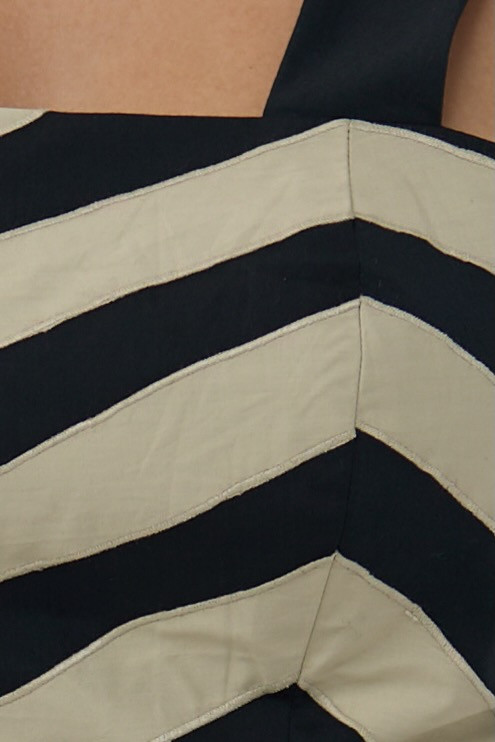 ATELIER RIVIERA BLACK POPLIN SKIRT AND TOP CO-ORD SET WITH FABRIC PATCHWORK